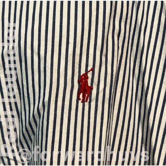 Ralph Lauren Blaire 100% Cotton Casual Button Down Blue and White Strip Shirt Si - Picture 7 of 10
